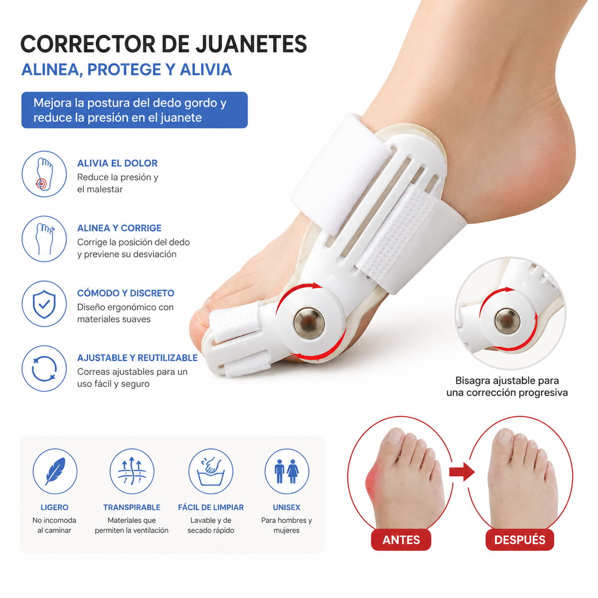 Corrector Ortopédico de Juanetes Ajustab