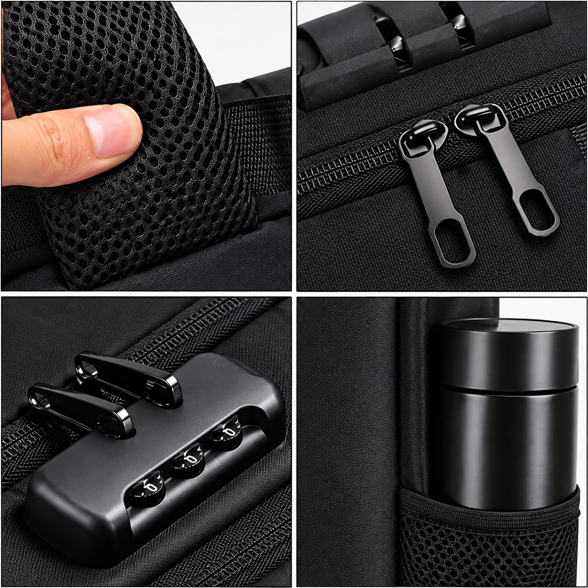 MOCHILA IMPERMEABLE ANTIRROBO CON USB