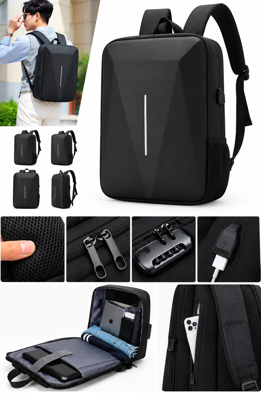 MOCHILA IMPERMEABLE ANTIRROBO CON USB